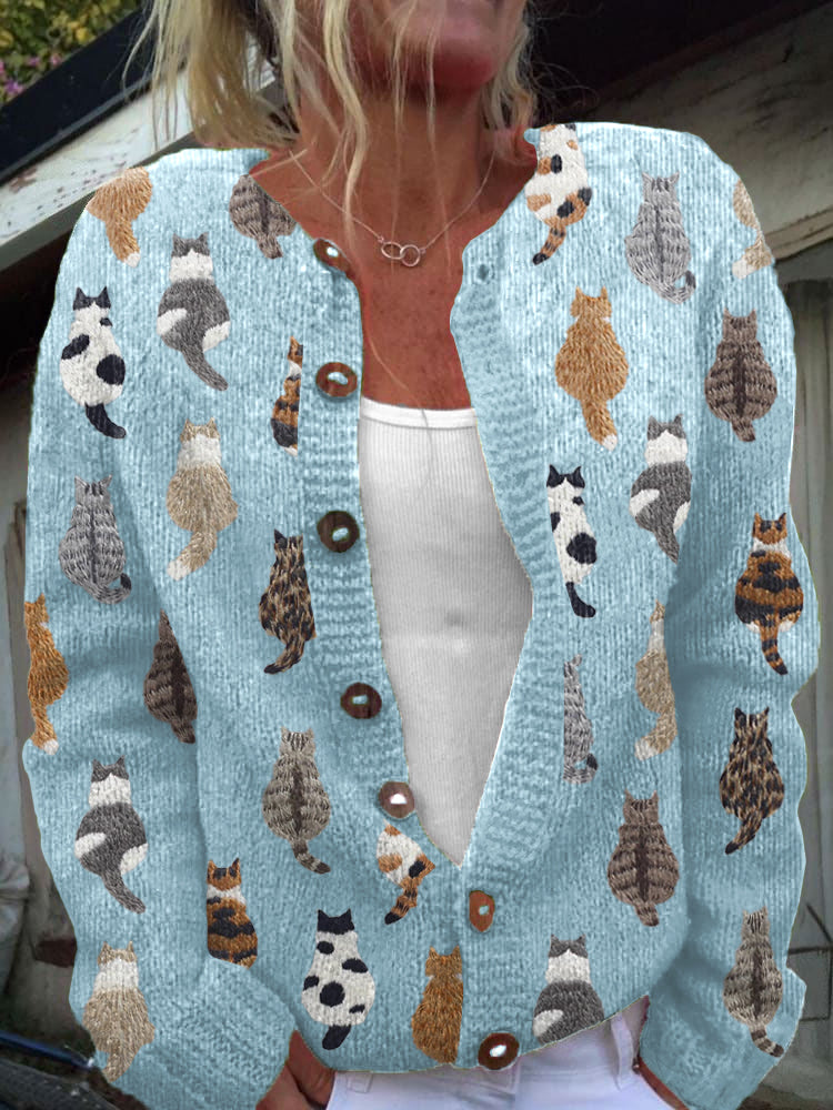 Dorothy | Cat Print Knit Cardigan