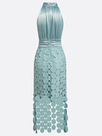 Georgia | Halter Neck Textured Midi Dress