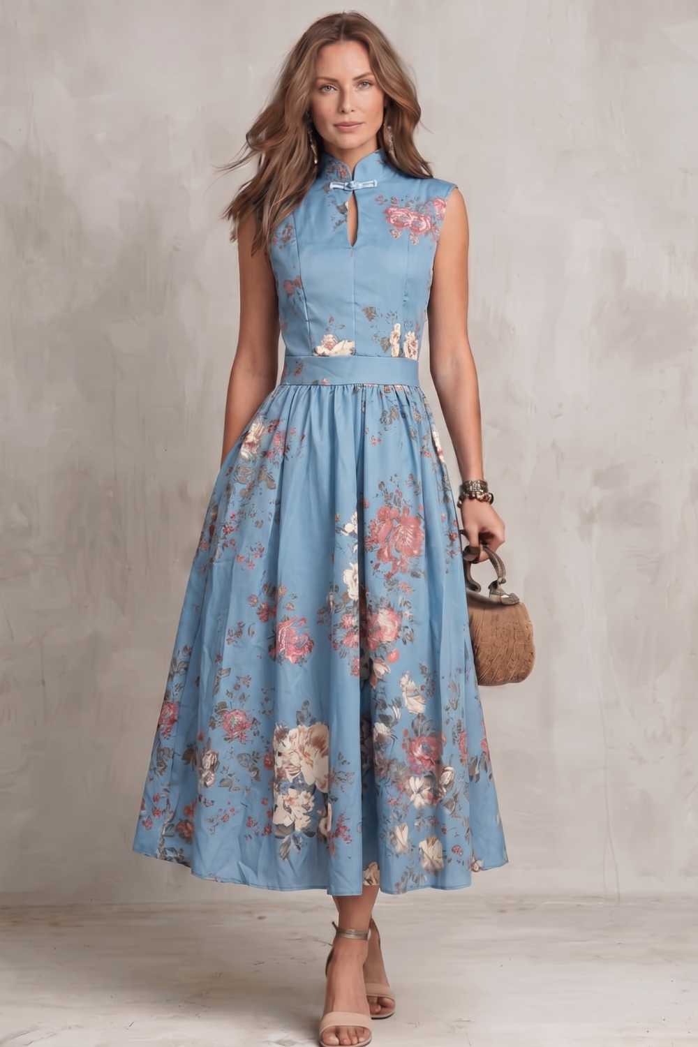 Verity | Women's Sleeveless Floral Midi Dress