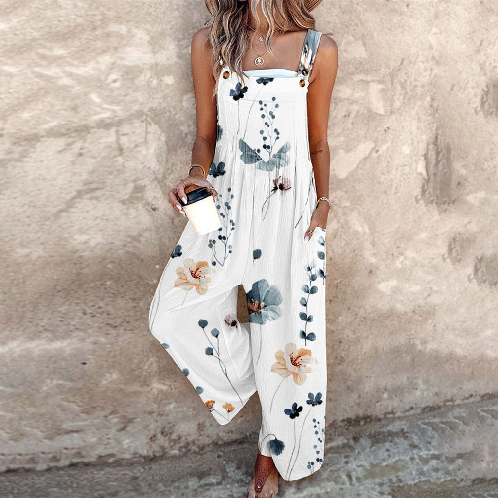 Coralee | Wide-Leg Statement Print Dungarees