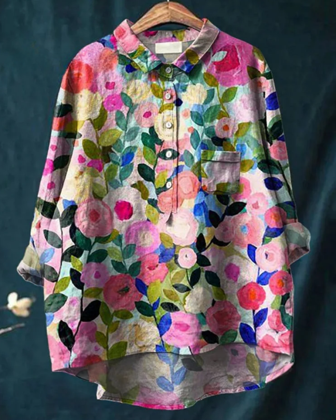 Odile | Women's Floral Shirt with Ruffle Detail
