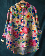 Odile | Women's Floral Shirt with Ruffle Detail