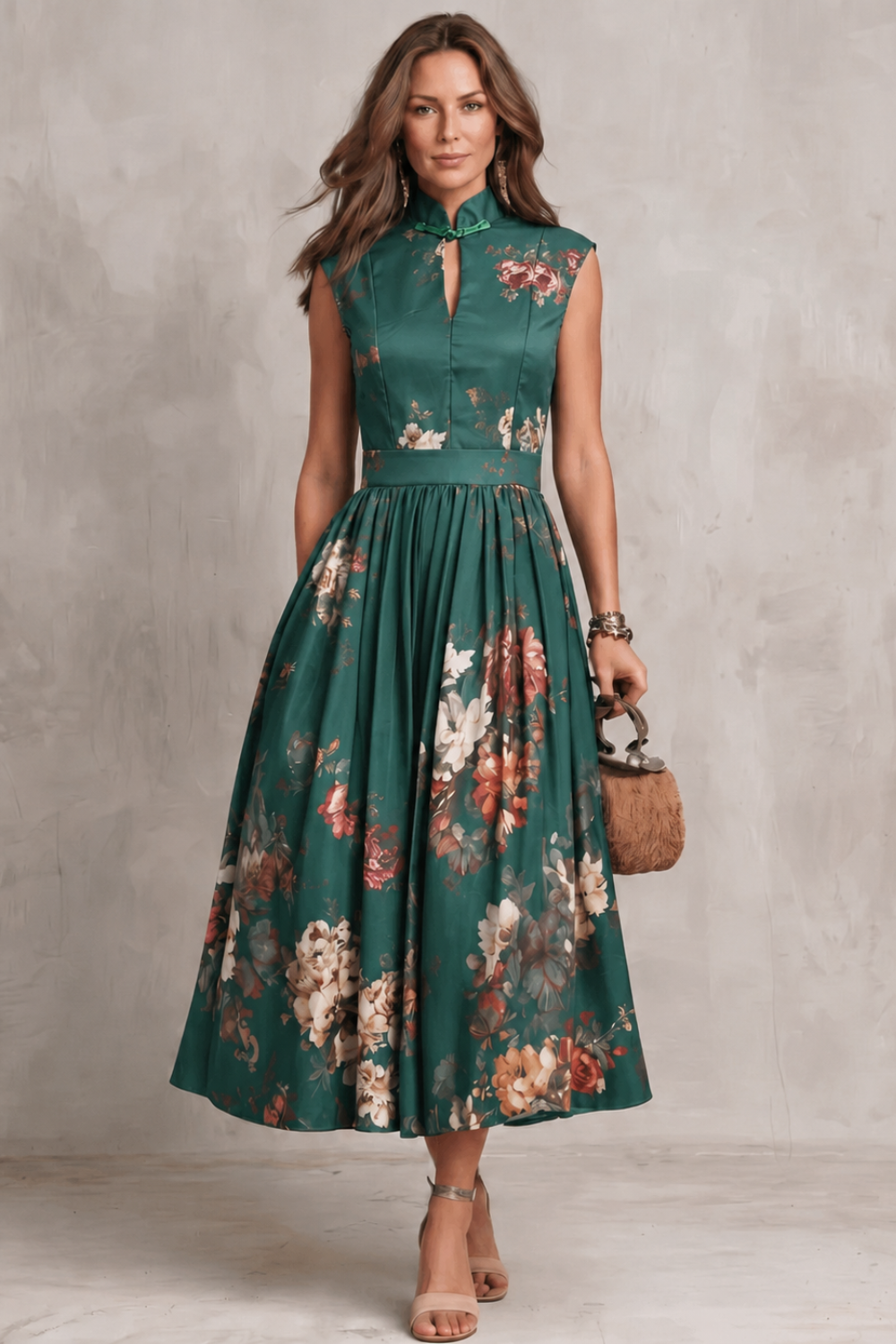 Verity | Women's Sleeveless Floral Midi Dress