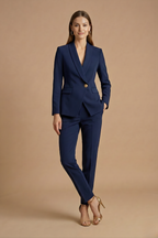 Soravienne | Two Piece Suit Shawl Lapel Blazer Straight Leg Trousers