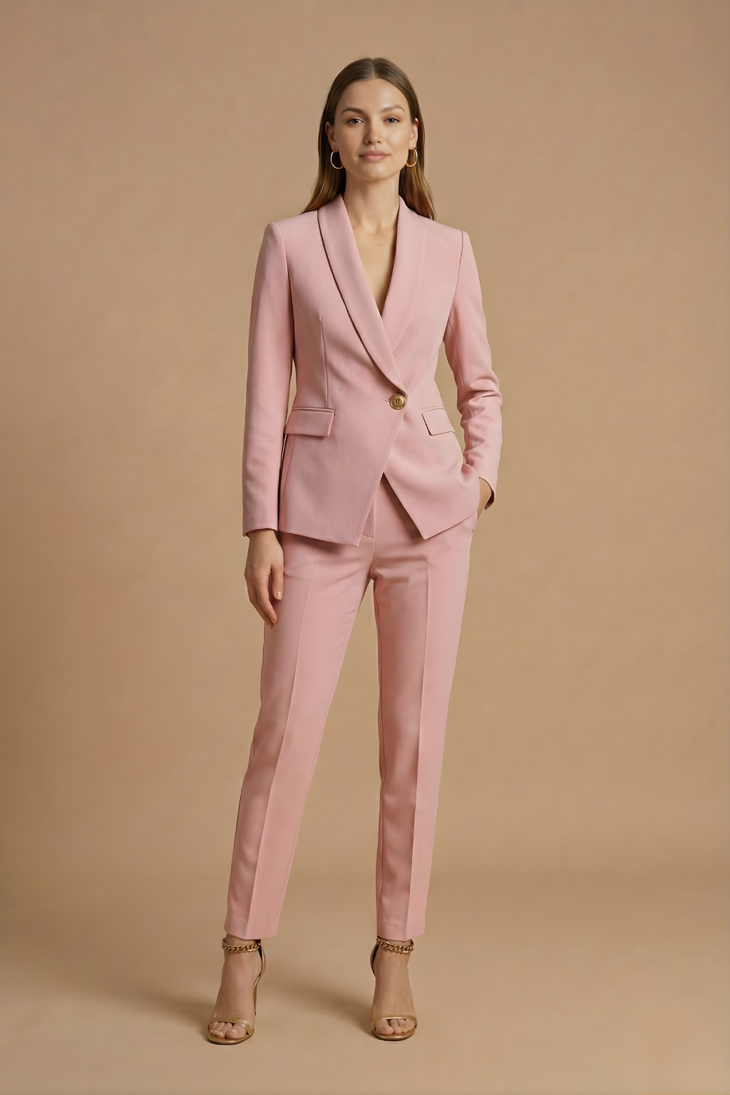 Soravienne | Two Piece Suit Shawl Lapel Blazer Straight Leg Trousers