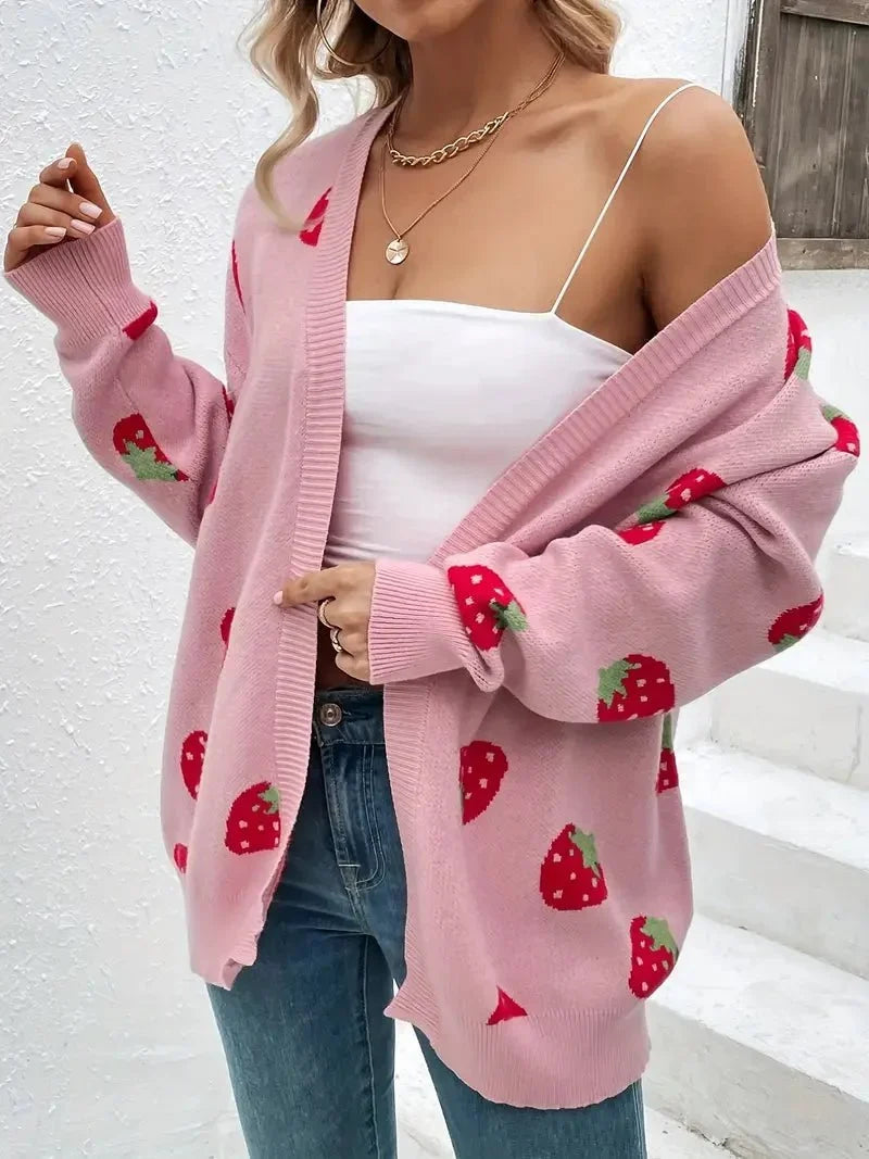 Cecile | Strawberry Motif Cardigan