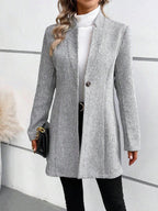 Diane | Classy Collarless Long Sleeve Outerwear