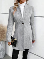 Diane | Classy Collarless Long Sleeve Outerwear