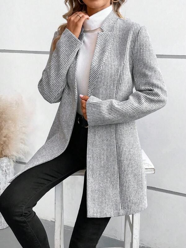 Diane | Classy Collarless Long Sleeve Outerwear