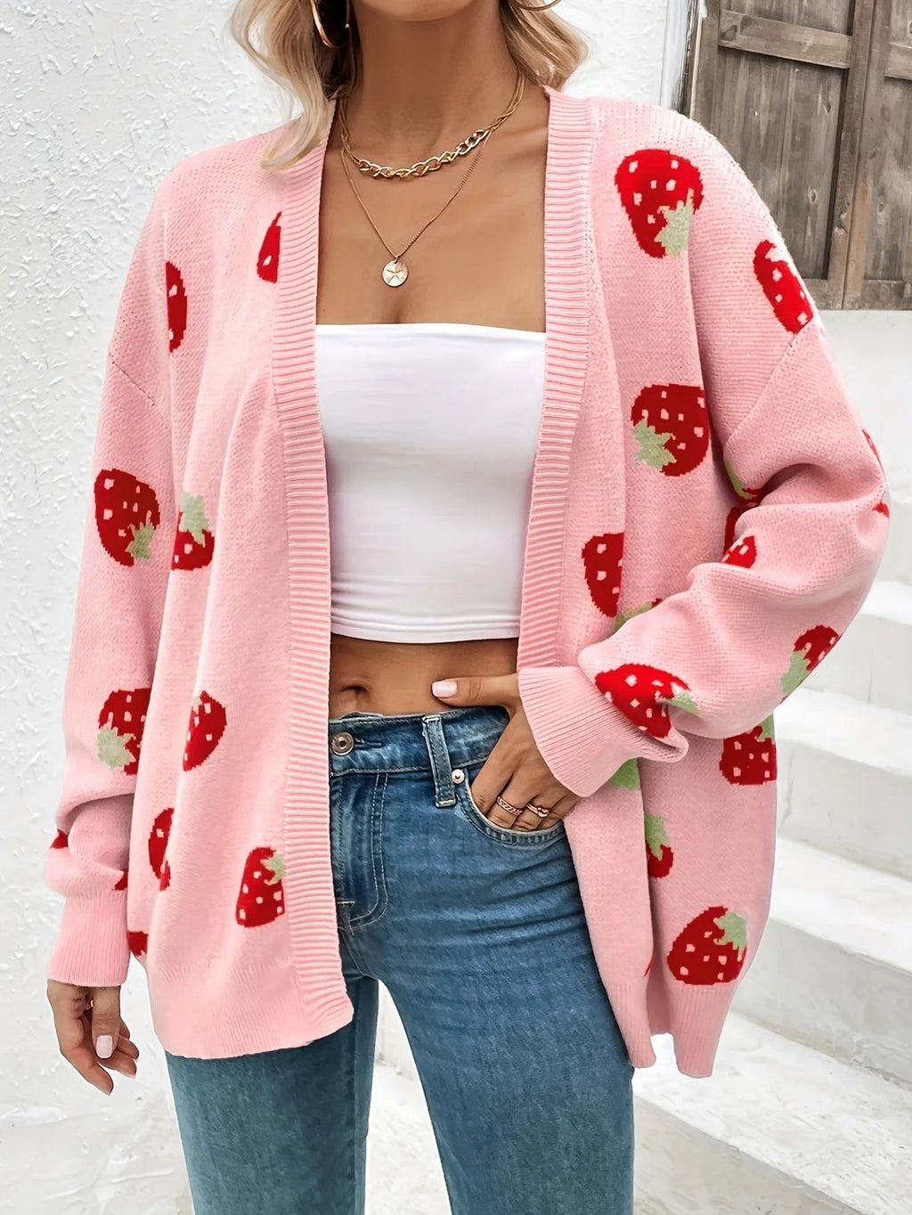 Cecile | Strawberry Motif Cardigan