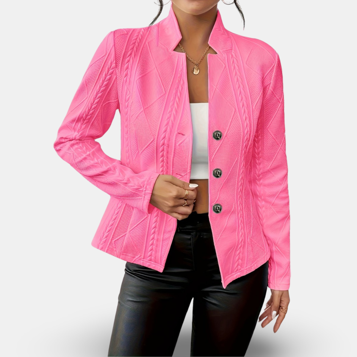 Delfina | Textured Button Blazer