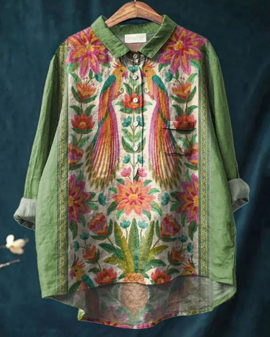 Odile | Women's Floral Shirt with Ruffle Detail