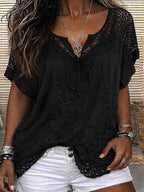 Marlowe | Crochet Trim V-Neck Top