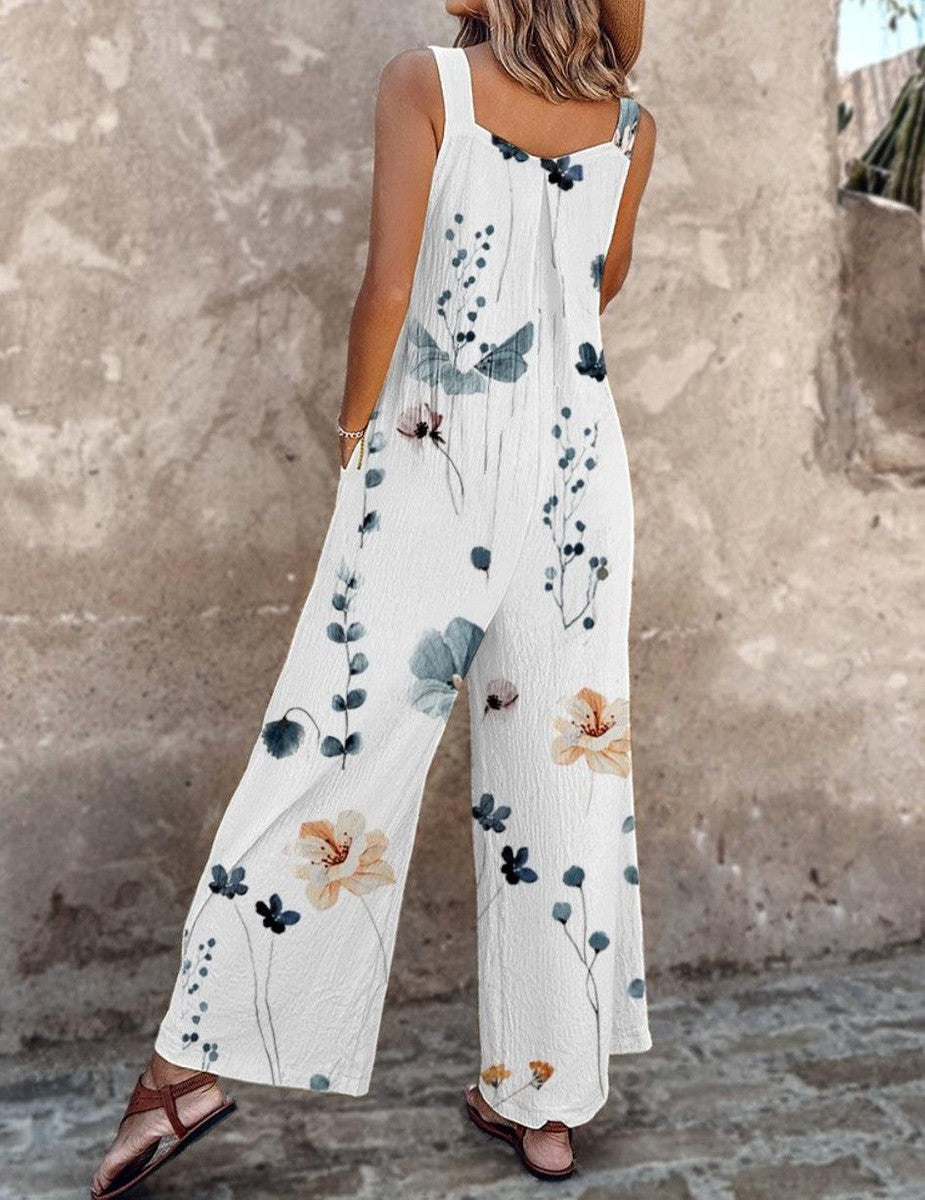 Coralee | Wide-Leg Statement Print Dungarees