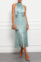 Georgia | Halter Neck Textured Midi Dress