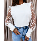 Celeste | V-Neck Mesh Dot Blouse