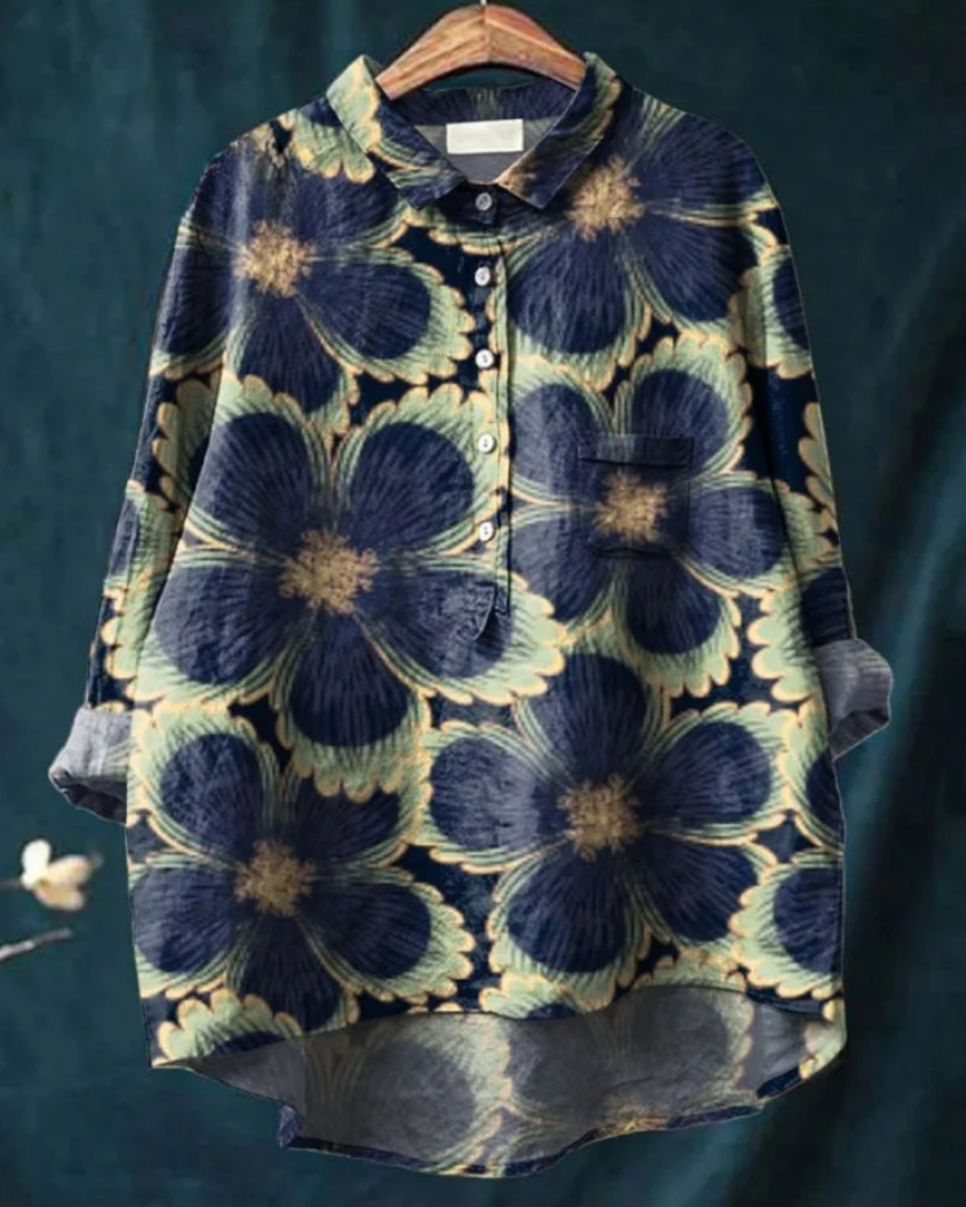 Odile | Women's Floral Shirt with Ruffle Detail