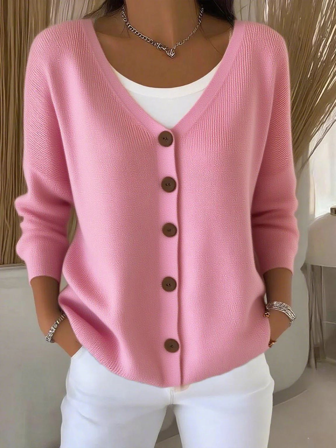 Margaret | Button V-Neck Sweater