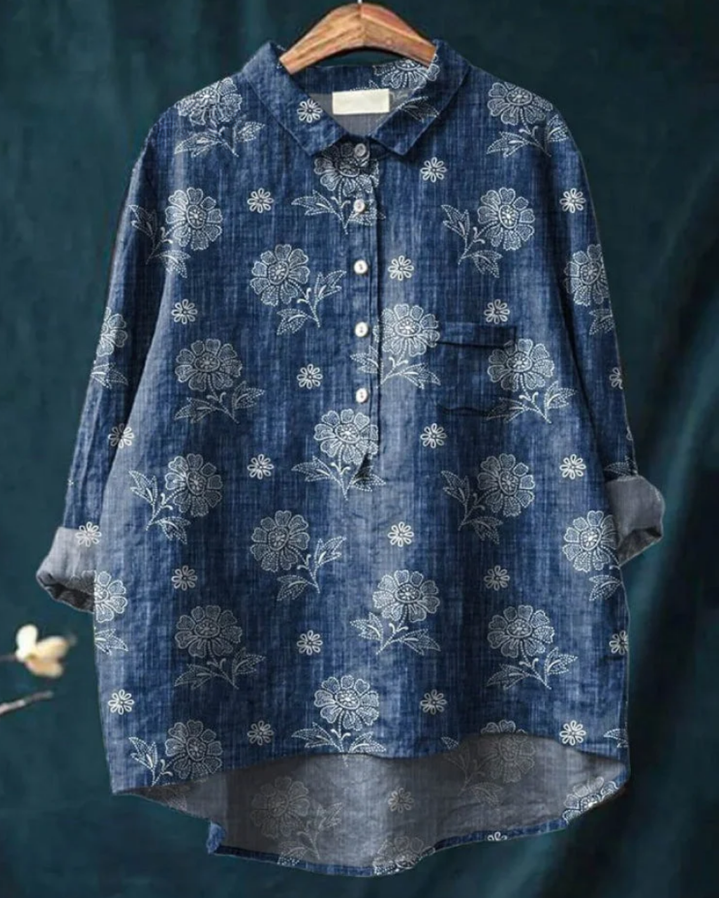 Odile | Women's Floral Shirt with Ruffle Detail