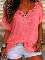 Marlowe | Crochet Trim V-Neck Top