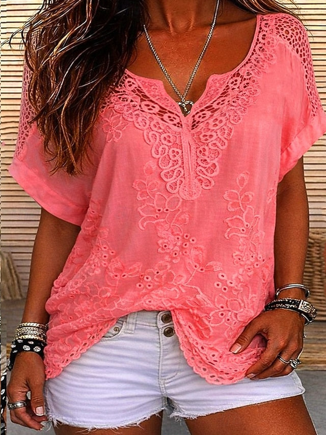 Marlowe | Crochet Trim V-Neck Top