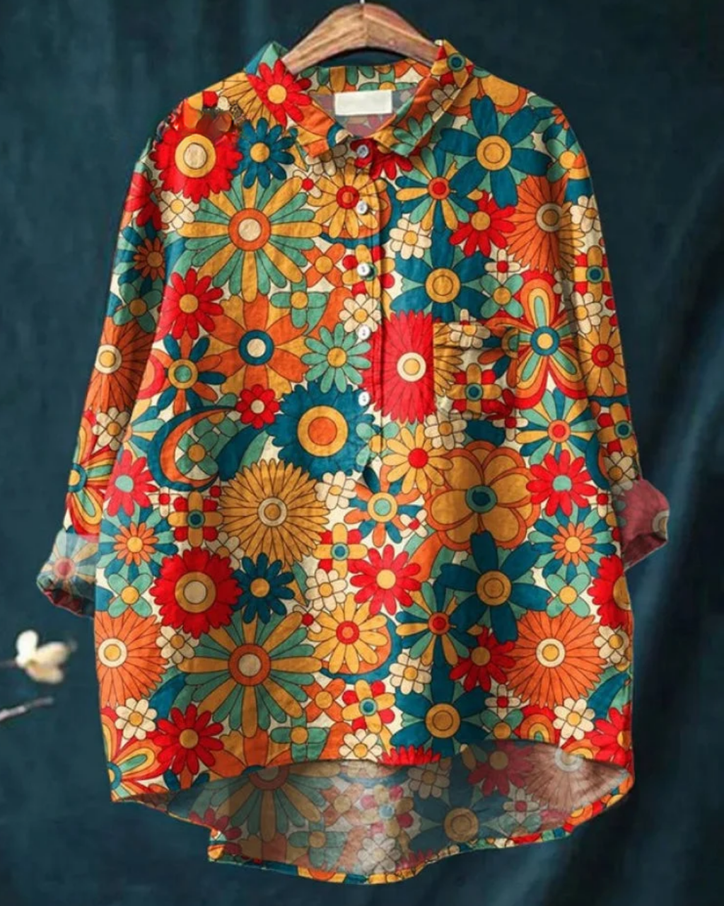 Odile | Women's Floral Shirt with Ruffle Detail