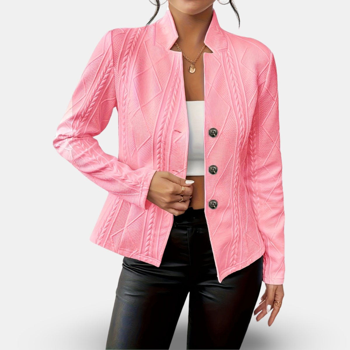 Delfina | Textured Button Blazer
