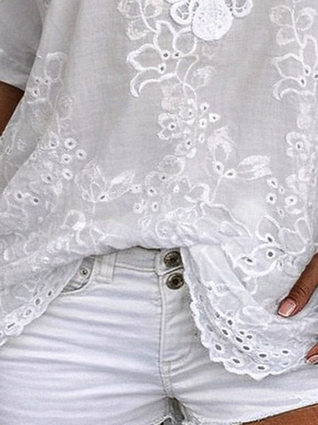 Marlowe | Crochet Trim V-Neck Top