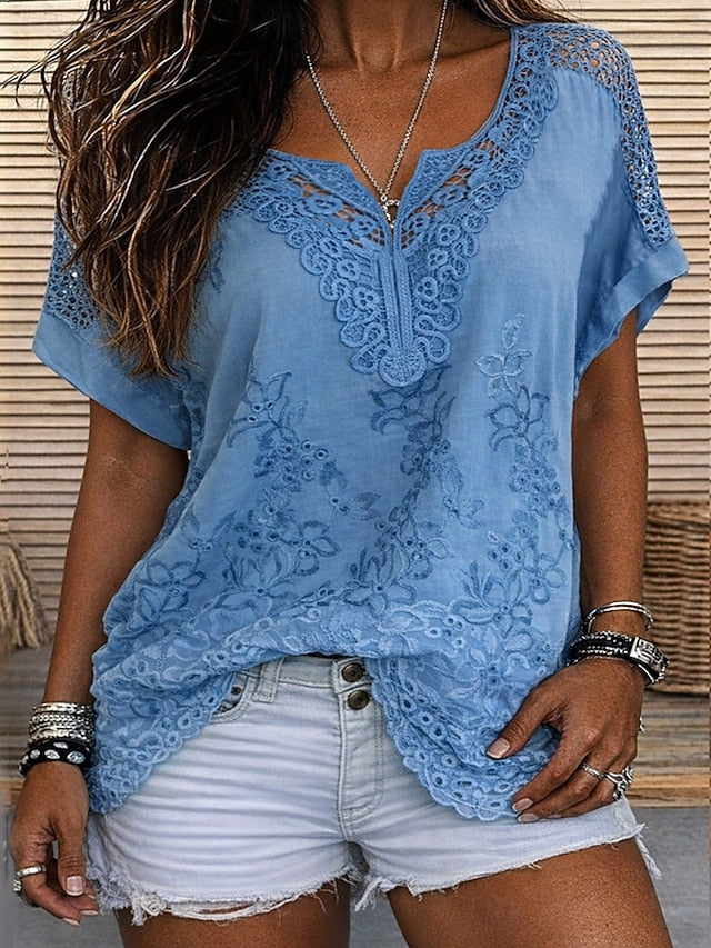 Marlowe | Crochet Trim V-Neck Top