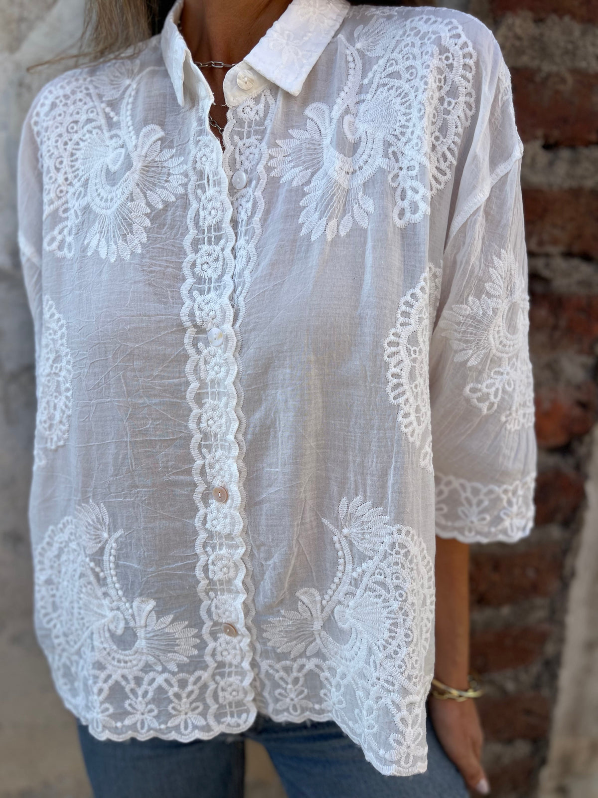 Yvonne | Embroidered Lace Blouse