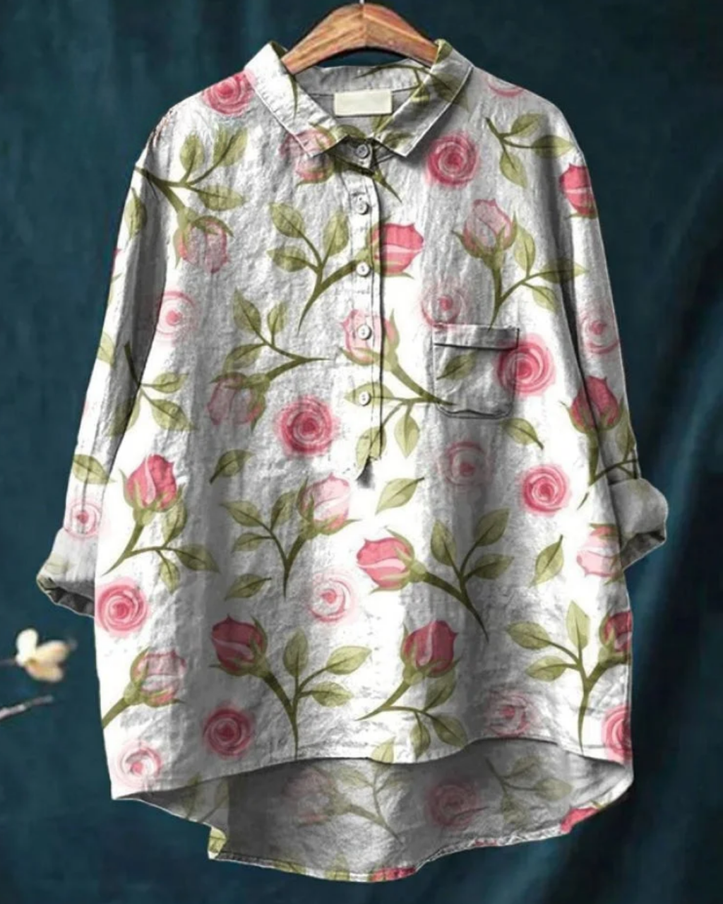 Odile | Women's Floral Shirt with Ruffle Detail