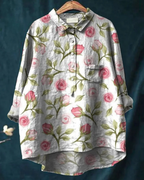 Odile | Women's Floral Shirt with Ruffle Detail