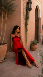 Reagan | Women's Halter Neck Maxi Dress with Side Slit