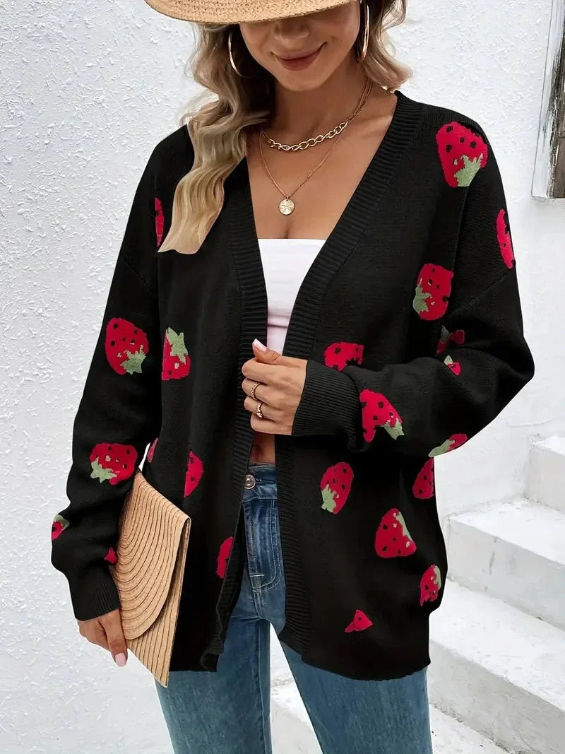 Cecile | Strawberry Motif Cardigan