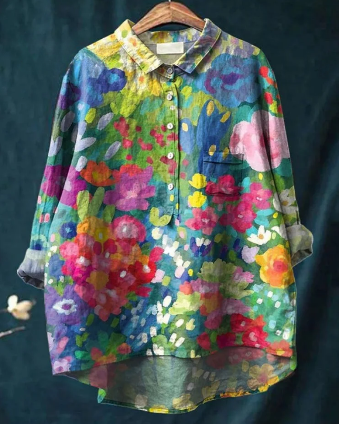 Odile | Women's Floral Shirt with Ruffle Detail