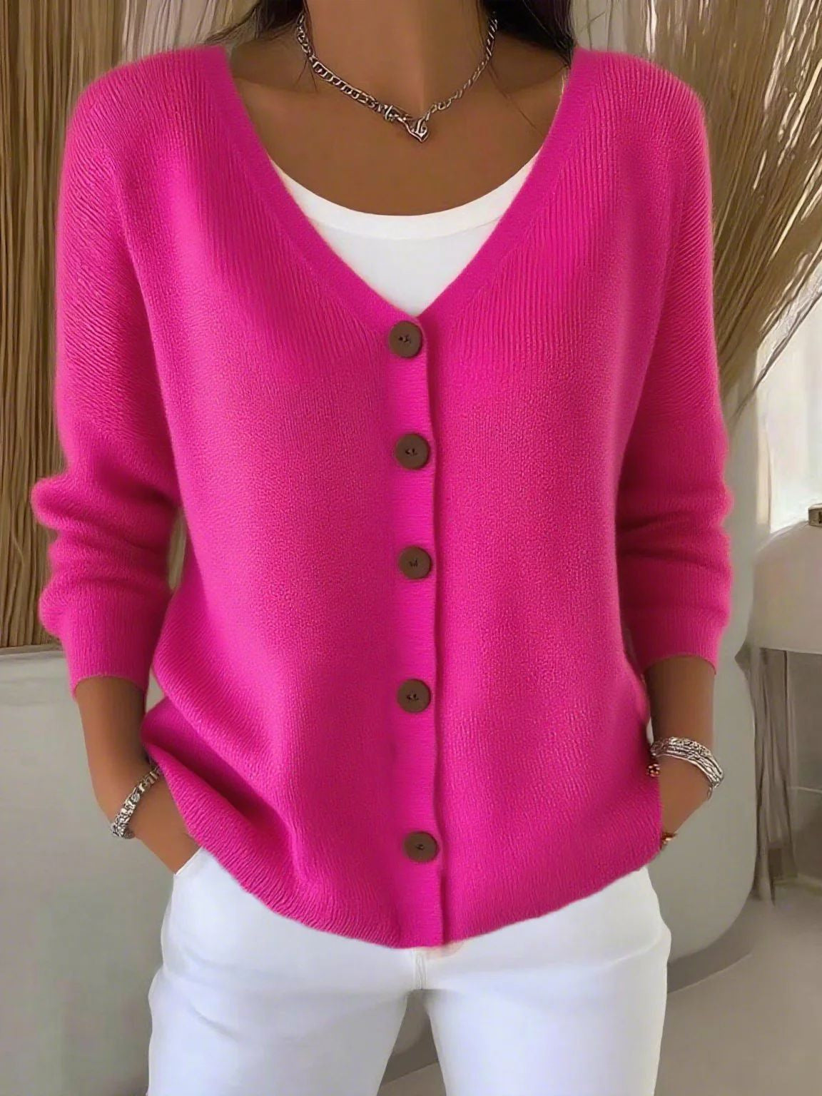 Margaret | Button V-Neck Sweater