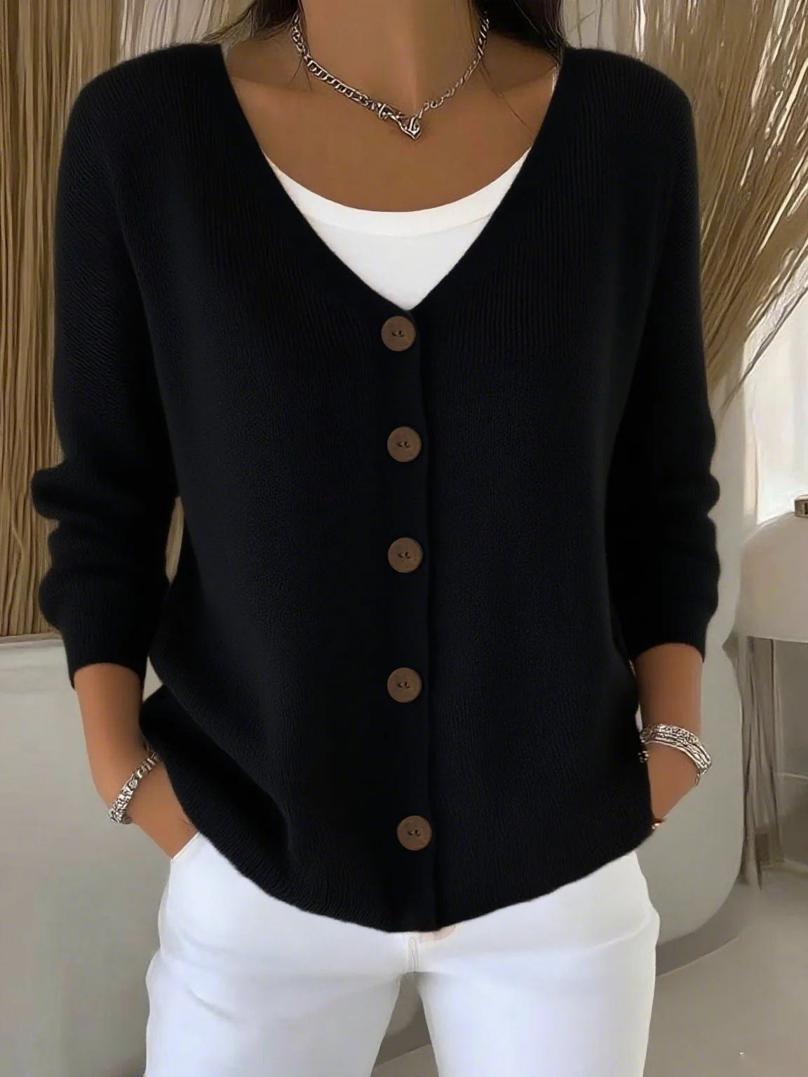 Margaret | Button V-Neck Sweater