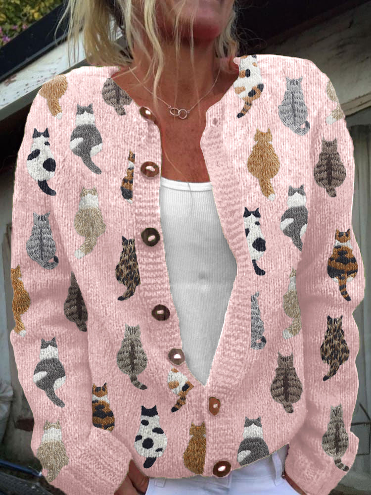 Dorothy | Cat Print Knit Cardigan