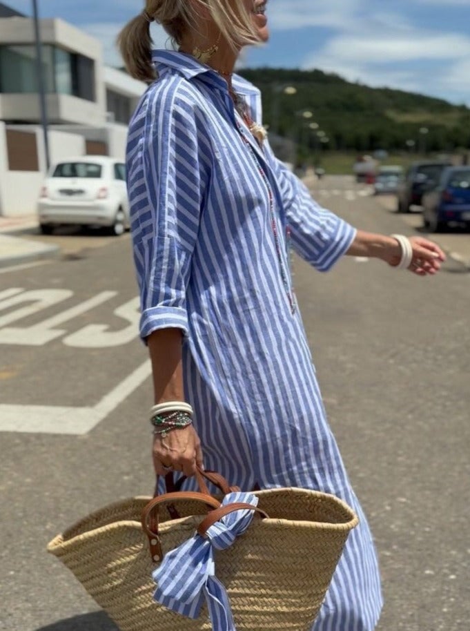 Delaney | Striped Shirt Dress