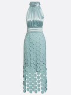 Georgia | Halter Neck Textured Midi Dress
