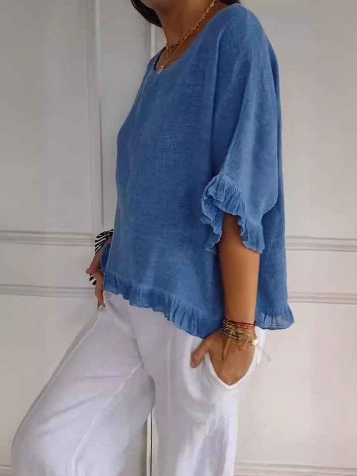 Emmeline | Women's Casual Elegant Blouse with Ruffle Detail