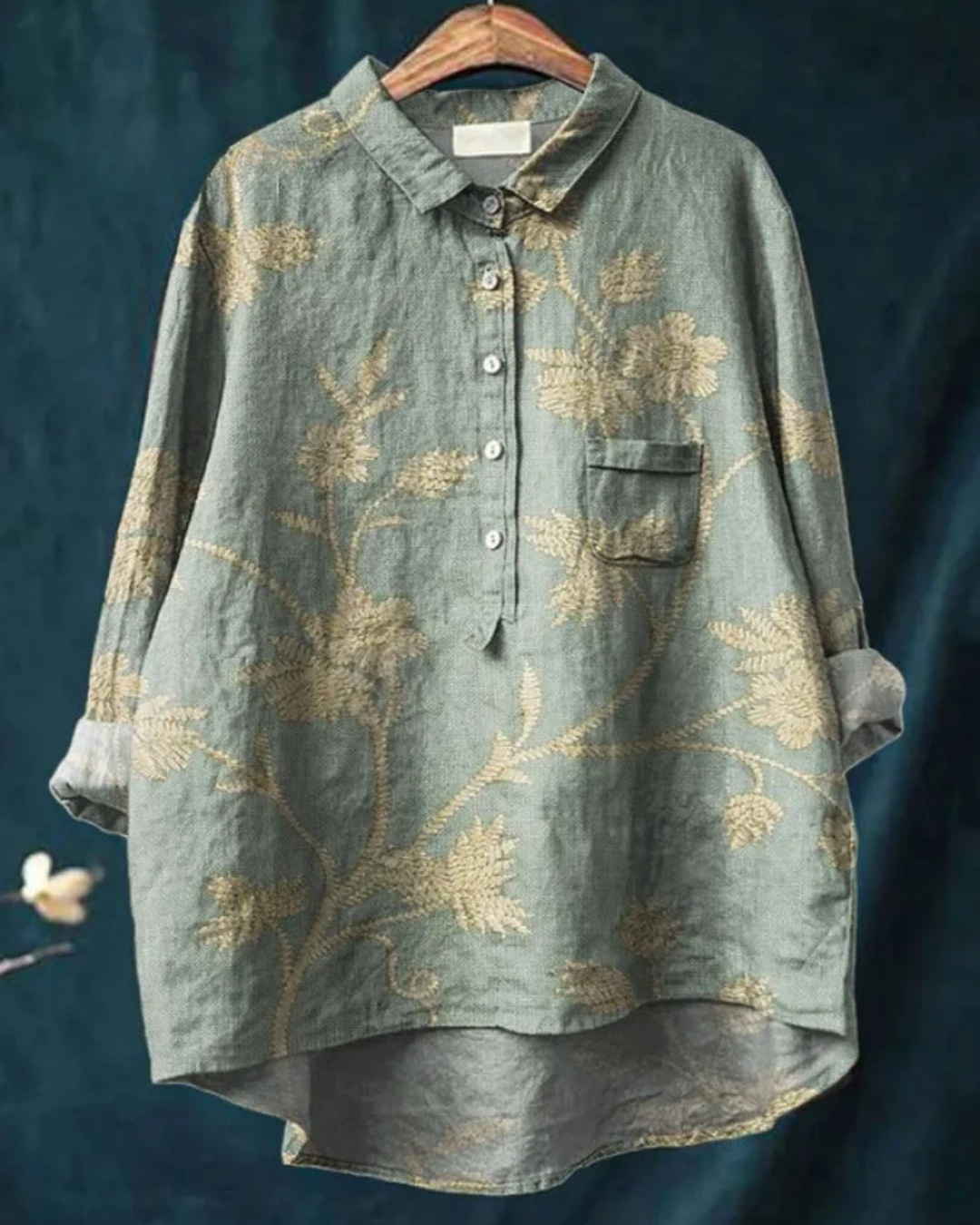 Odile | Women's Floral Shirt with Ruffle Detail