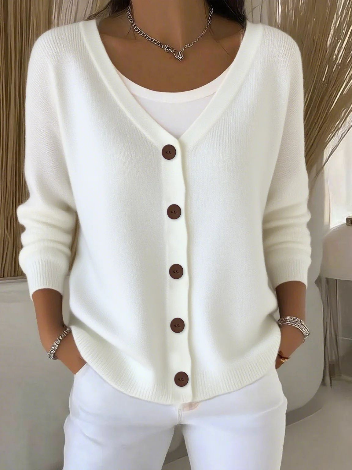 Margaret | Button V-Neck Sweater