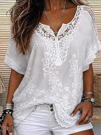 Marlowe | Crochet Trim V-Neck Top