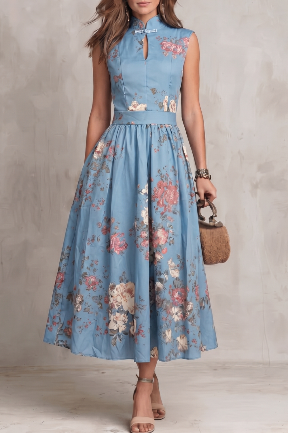 Verity | Women's Sleeveless Floral Midi Dress