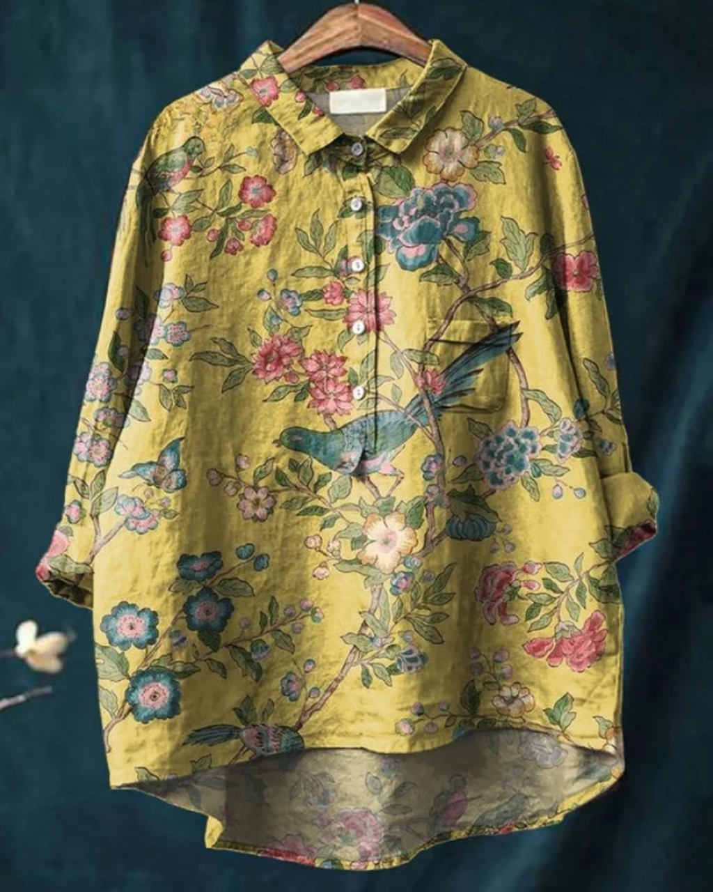 Odile | Women's Floral Shirt with Ruffle Detail
