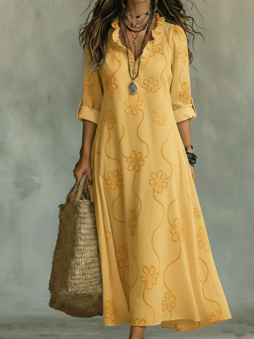 Josie | Ruffled Collar Floral Dress