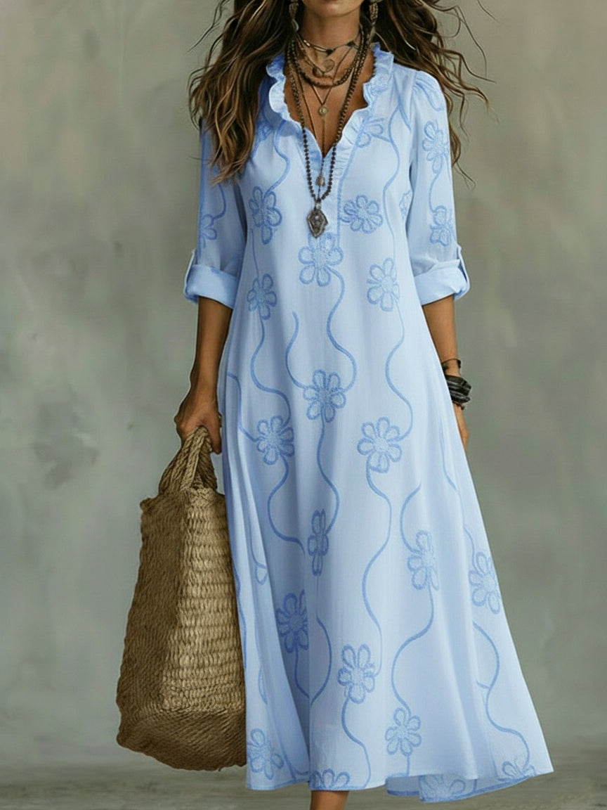 Josie | Ruffled Collar Floral Dress