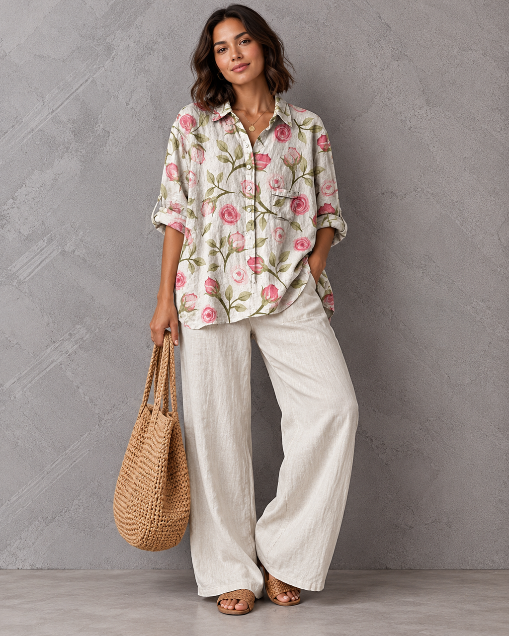 Odile | Women's Floral Shirt with Ruffle Detail