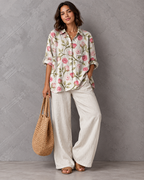 Odile | Women's Floral Shirt with Ruffle Detail